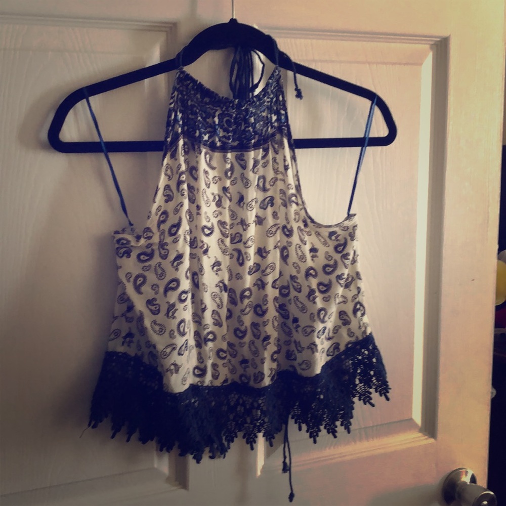 Boho backless halter top